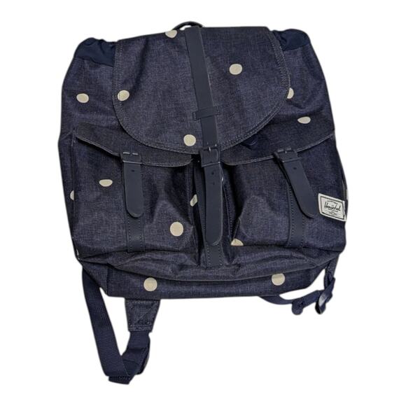 Herschel Supply Co Dawson Backpack Navy Blue Polka Dot White School Nautical - Picture 1 of 5